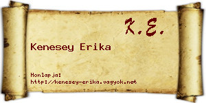 Kenesey Erika névjegykártya